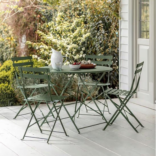 Rive Droite Garden Bistro Round Table and Chairs Thistle Green