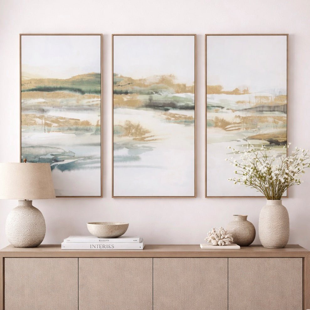 Tryptic Art Triptych Landscape Framed Canvas – Duck Barn Interiors