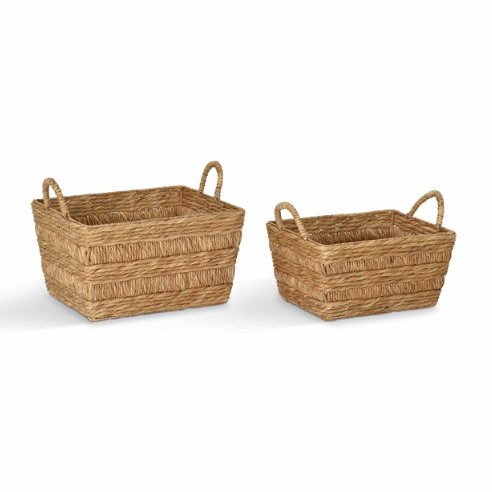 Bilberry Woven Rectangle Baskets - Set of 2 Sizes - Duck Barn Interiors