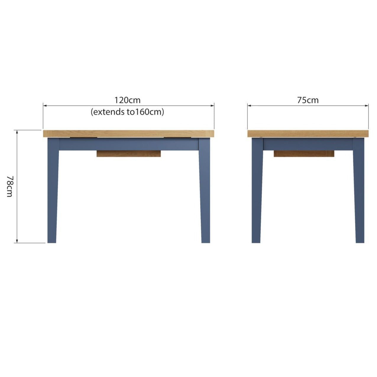 Bluebell Wood Painted Extending Dining Table - 1.2M - Duck Barn Interiors