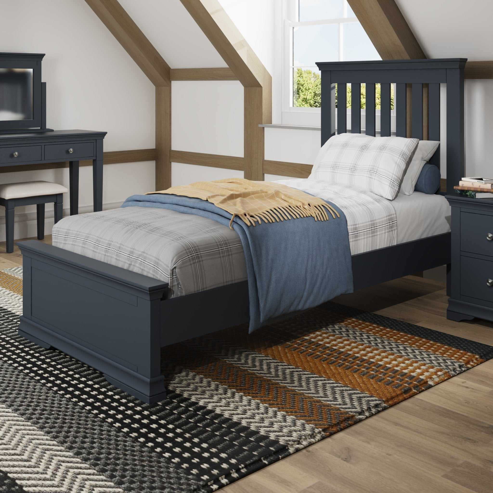 Boxgrove Midnight Grey Single Bed Frame 3ft - Duck Barn Interiors