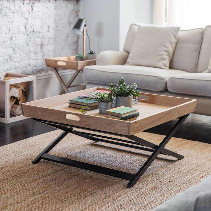 Butlers Coffee Table Square in Carbon - Oak - Duck Barn Interiors