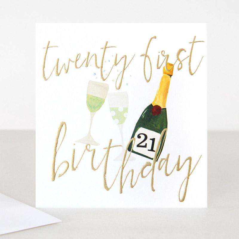 Champagne 21st Birthday Card - Duck Barn Interiors