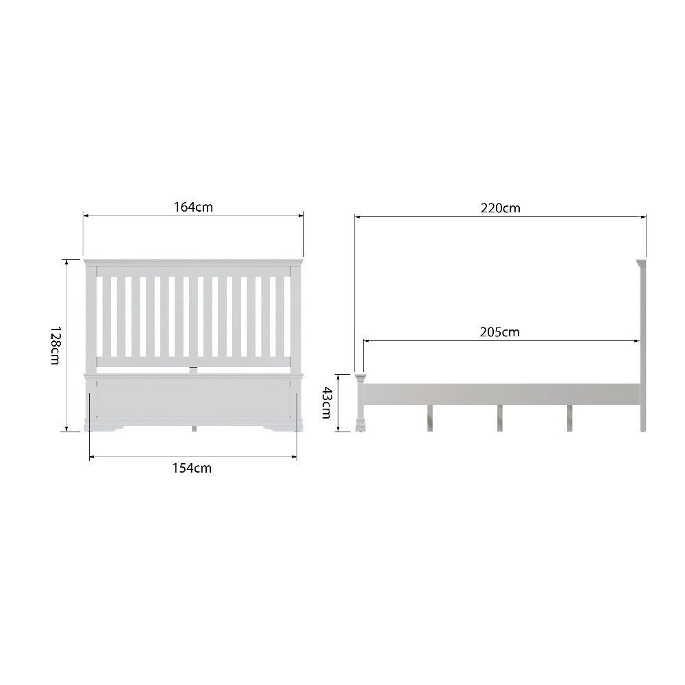 Coastal Chalk White Kingsize Bed Frame 5ft - Duck Barn Interiors