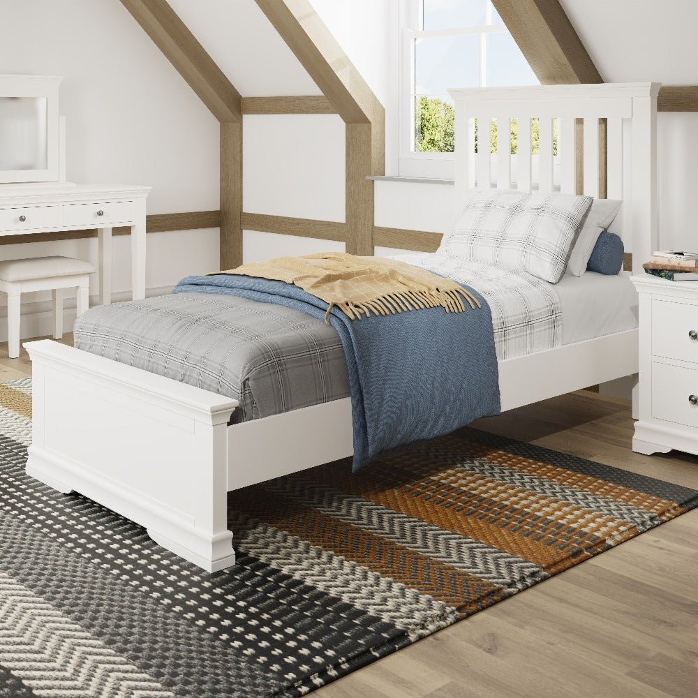 Coastal Chalk White Single Bed Frame 3ft - Duck Barn Interiors