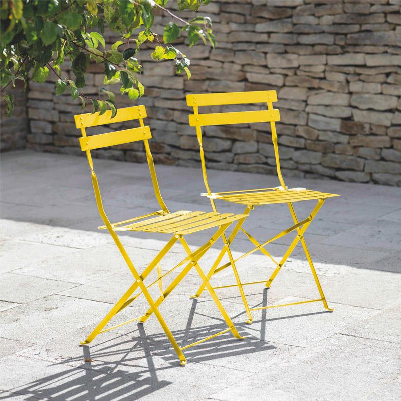 Garden Bistro Chairs in Lemon - Pair - Duck Barn Interiors