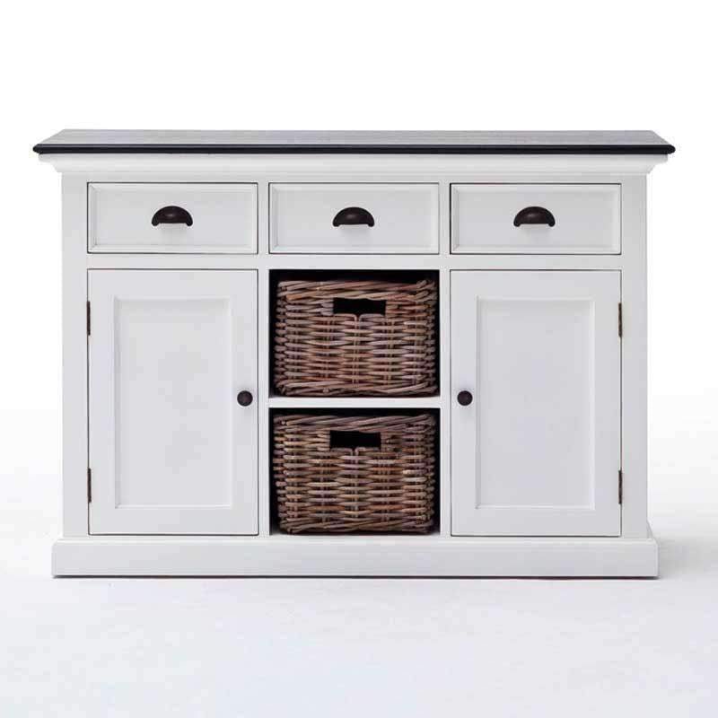 Halifax Contrast White Painted Buffet Sideboard with Rattan Baskets - Duck Barn Interiors