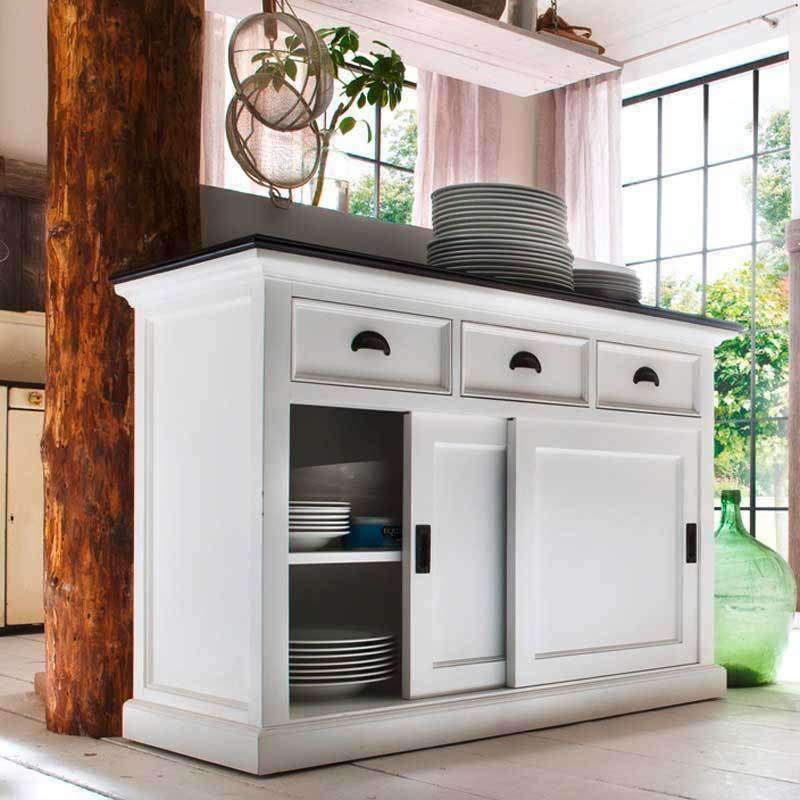 Halifax Contrast White Painted Buffet Sideboard with Sliding Doors - Duck Barn Interiors