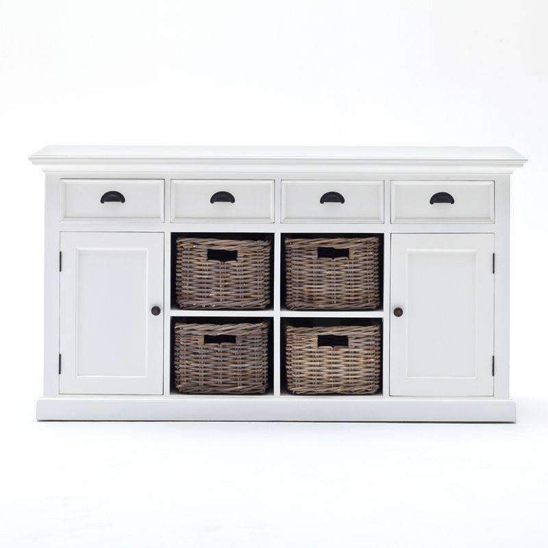 Halifax White Painted Buffet Sideboard with 4 Basket Set - Duck Barn Interiors
