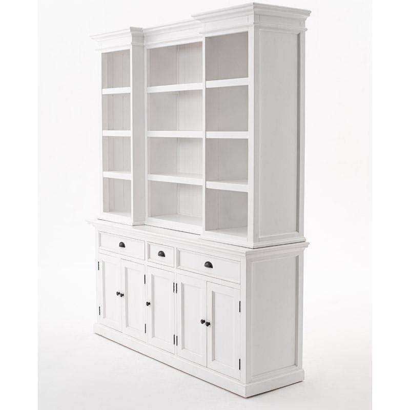 Halifax White Painted Kitchen Hutch Cabinet with 5 Doors 3 Drawers - Duck Barn Interiors
