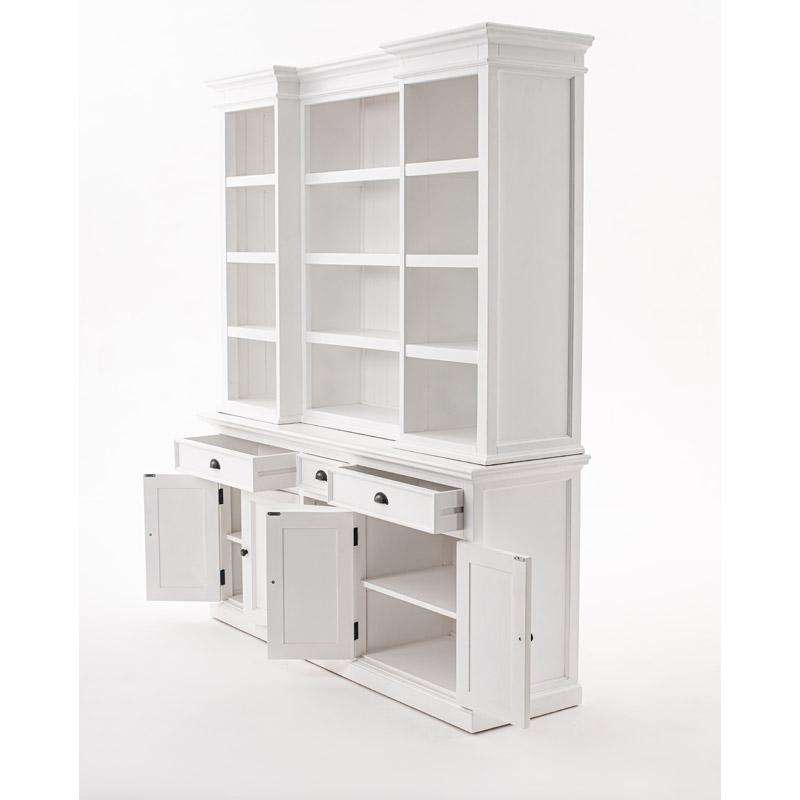 Halifax White Painted Kitchen Hutch Cabinet with 5 Doors 3 Drawers - Duck Barn Interiors
