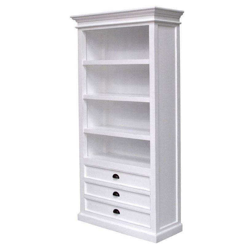 Halifax White Painted Tall Bookcase With 3 Low Drawers - Duck Barn Interiors