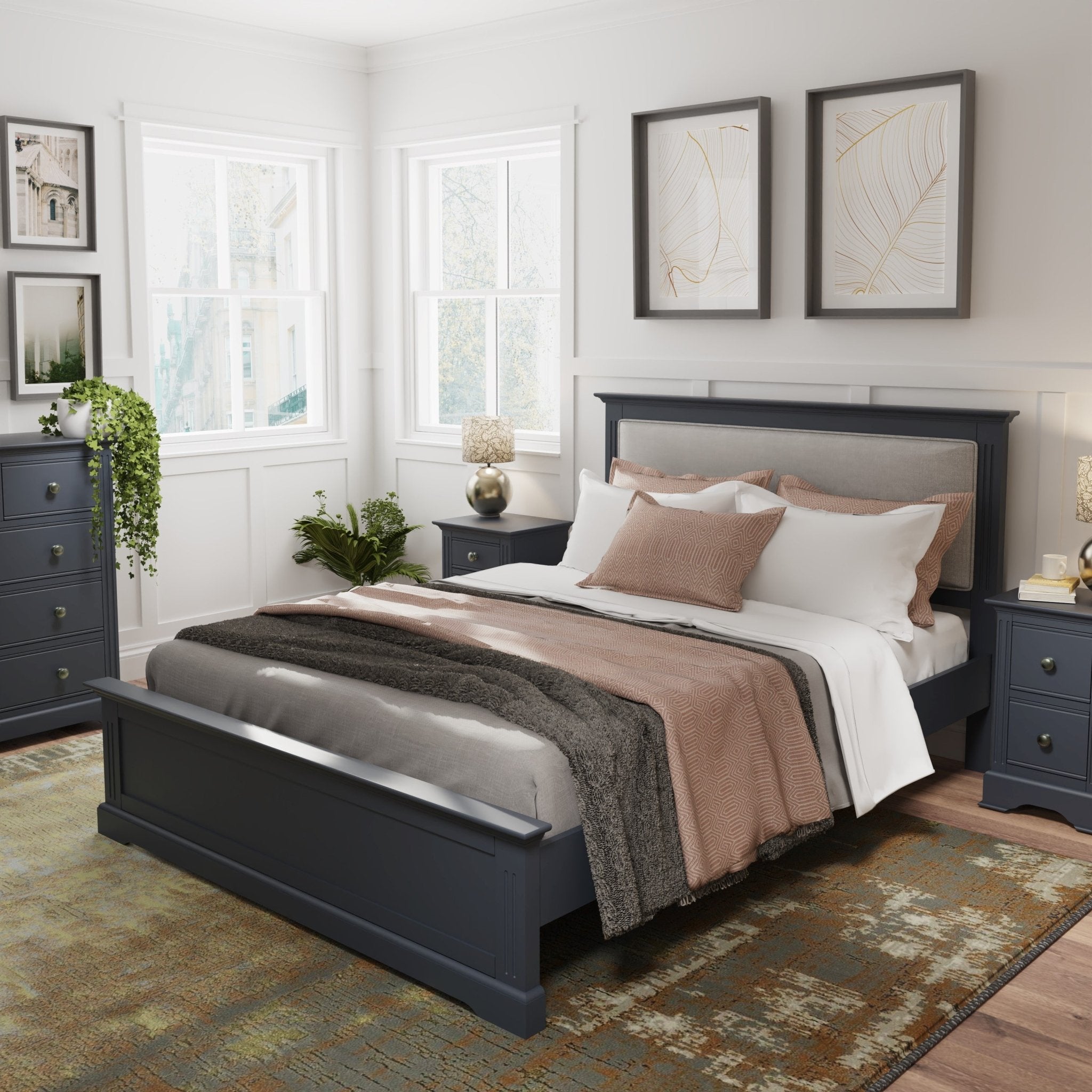 Henley Midnight Grey Double Bed Frame 4'6'' - Duck Barn Interiors