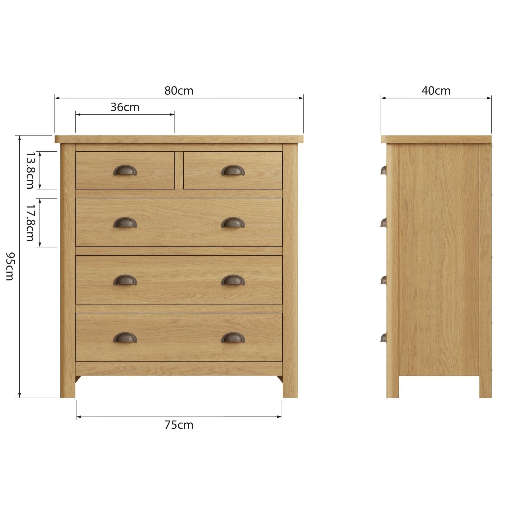 Loxwood Oak 2 Over 3 Chest of Drawers - Duck Barn Interiors