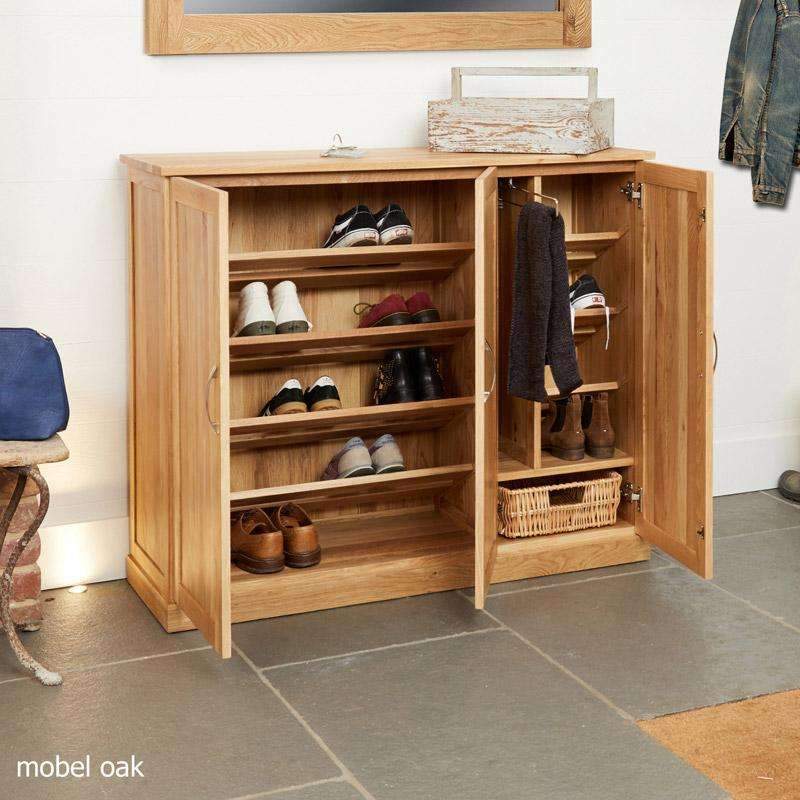Mobel Oak Extra Large Shoe Storage Cupboard - Duck Barn Interiors