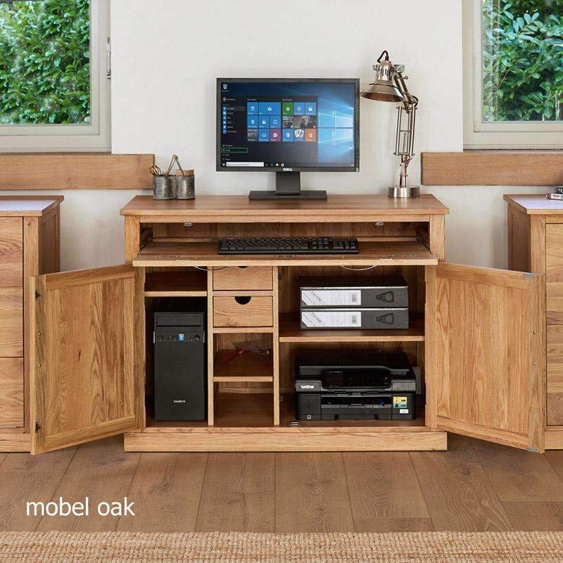Mobel Oak Hidden Home Office Desk Unit - Duck Barn Interiors