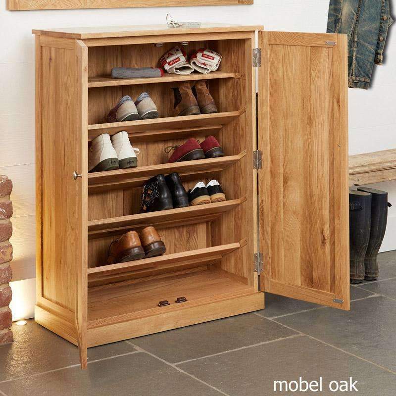 Mobel Oak Large Shoe Storage Cupboard - Duck Barn Interiors