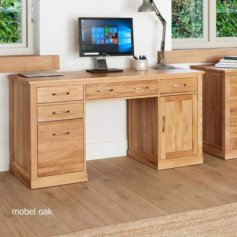 Mobel Oak Twin Pedestal Computer Desk - Duck Barn Interiors