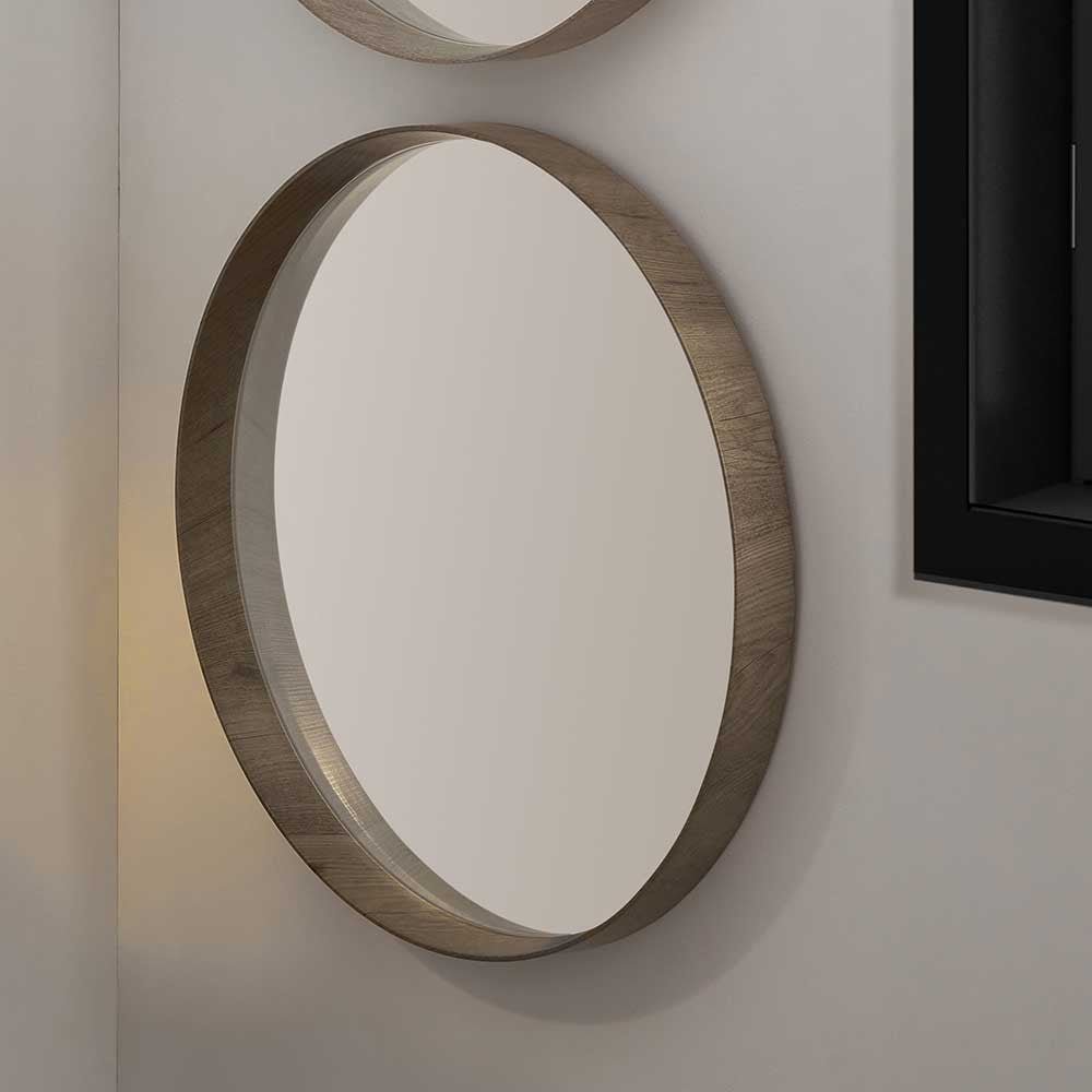 Natural Wood Round Wall Mirror - 74cm - Duck Barn Interiors