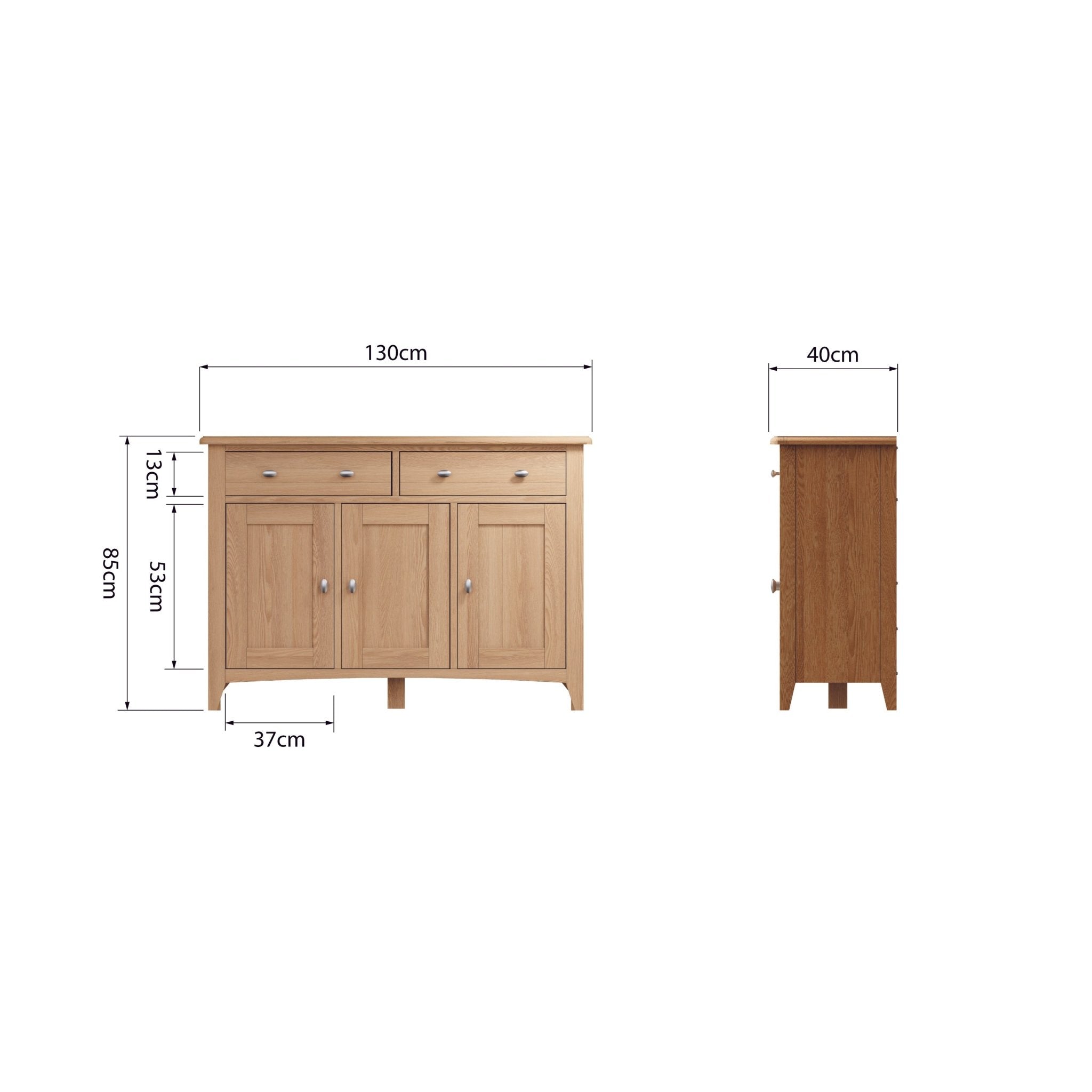 Ockley Oak 3 Door Sideboard - Duck Barn Interiors