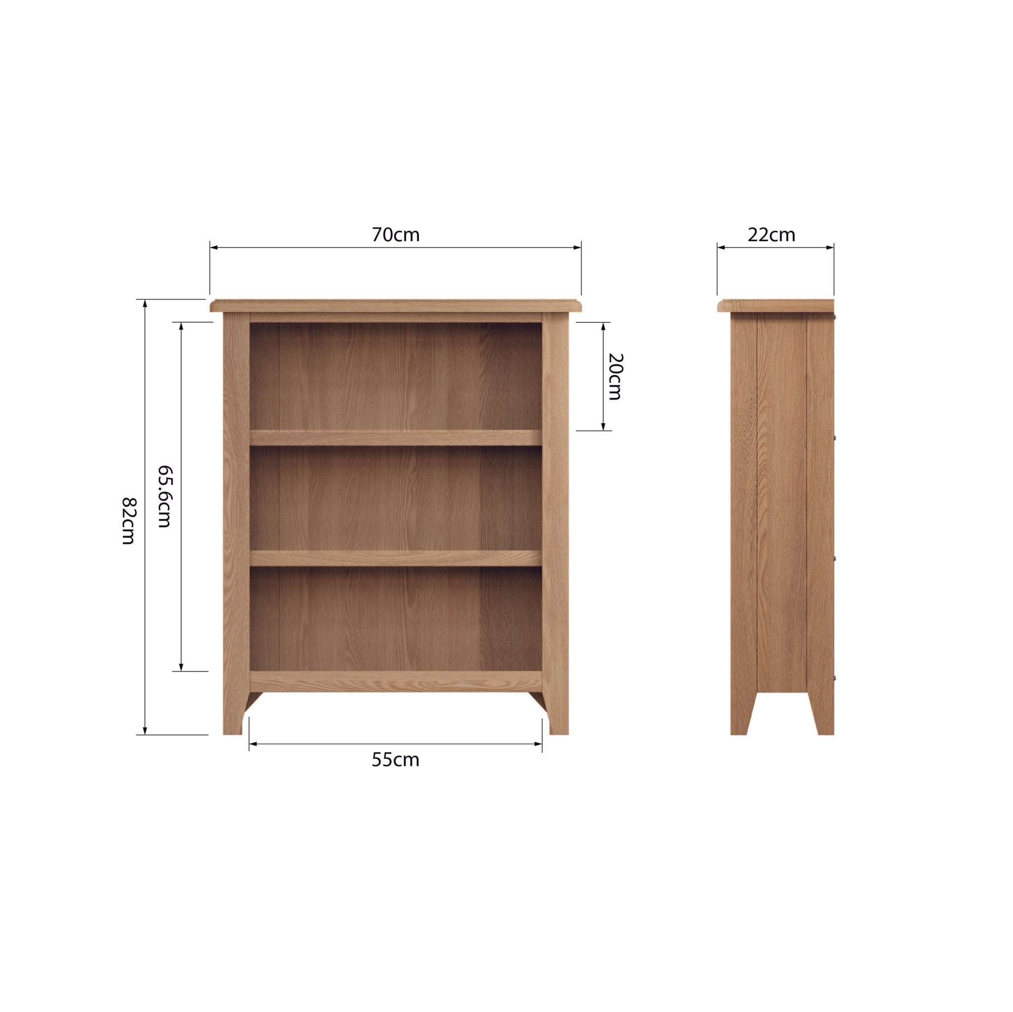 Ockley Oak Small Wide Bookcase - Duck Barn Interiors