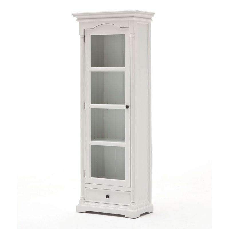 Provence White Painted Glass Cabinet With Low Drawer - Duck Barn Interiors