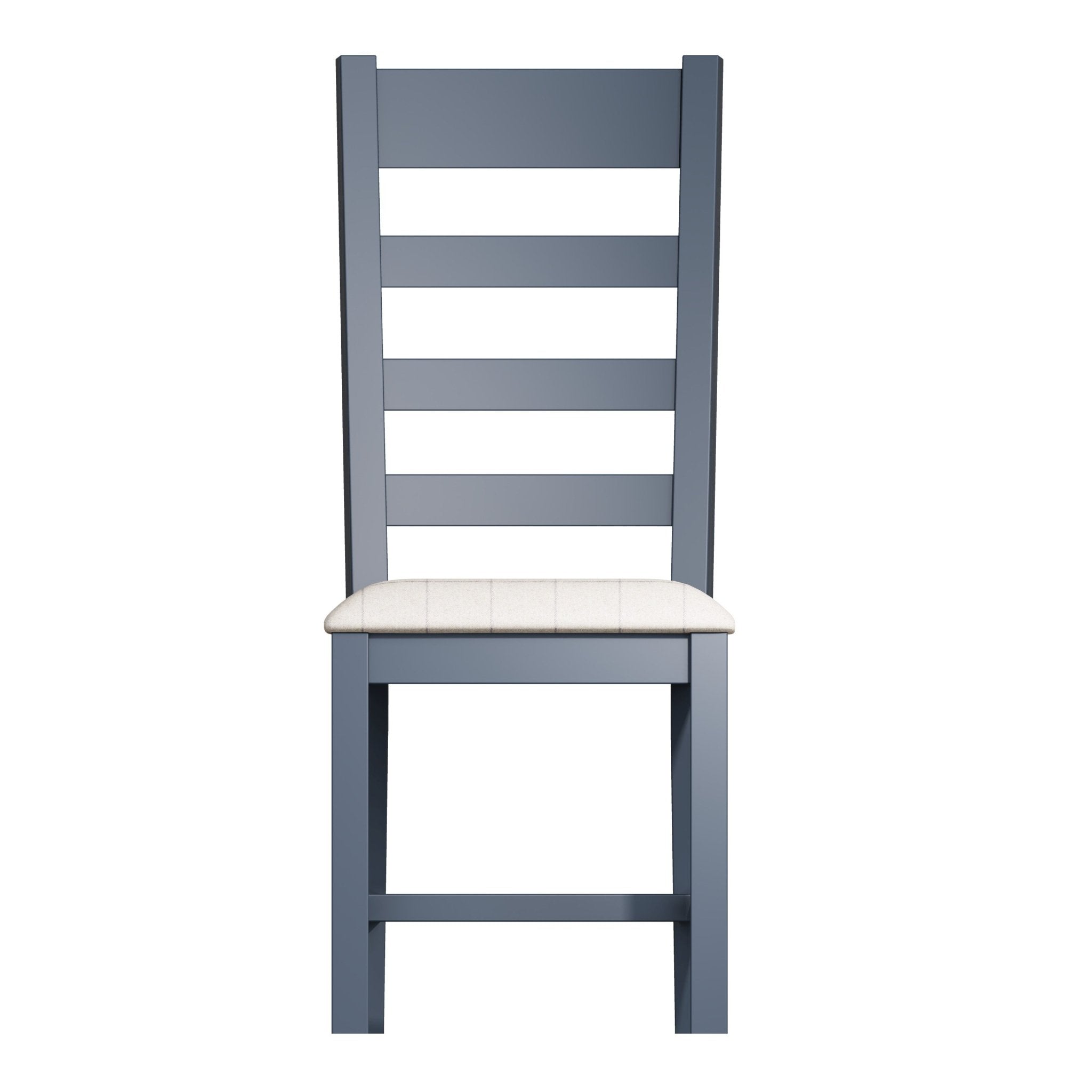 Rogate Blue Painted Slatted Fabric Dining Chair - Natural Check - Duck Barn Interiors