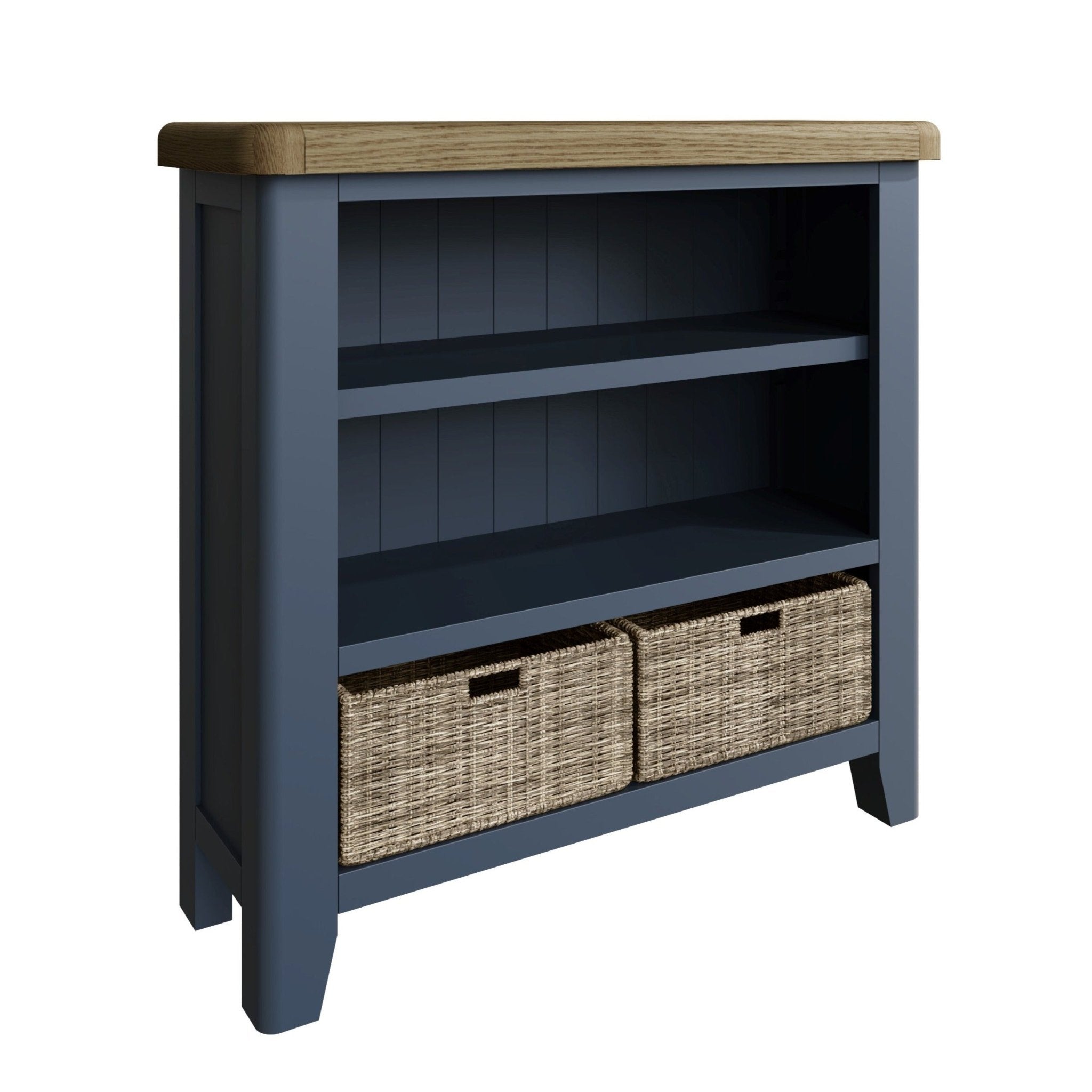 Rogate Blue Small Bookcase with Baskets - Duck Barn Interiors