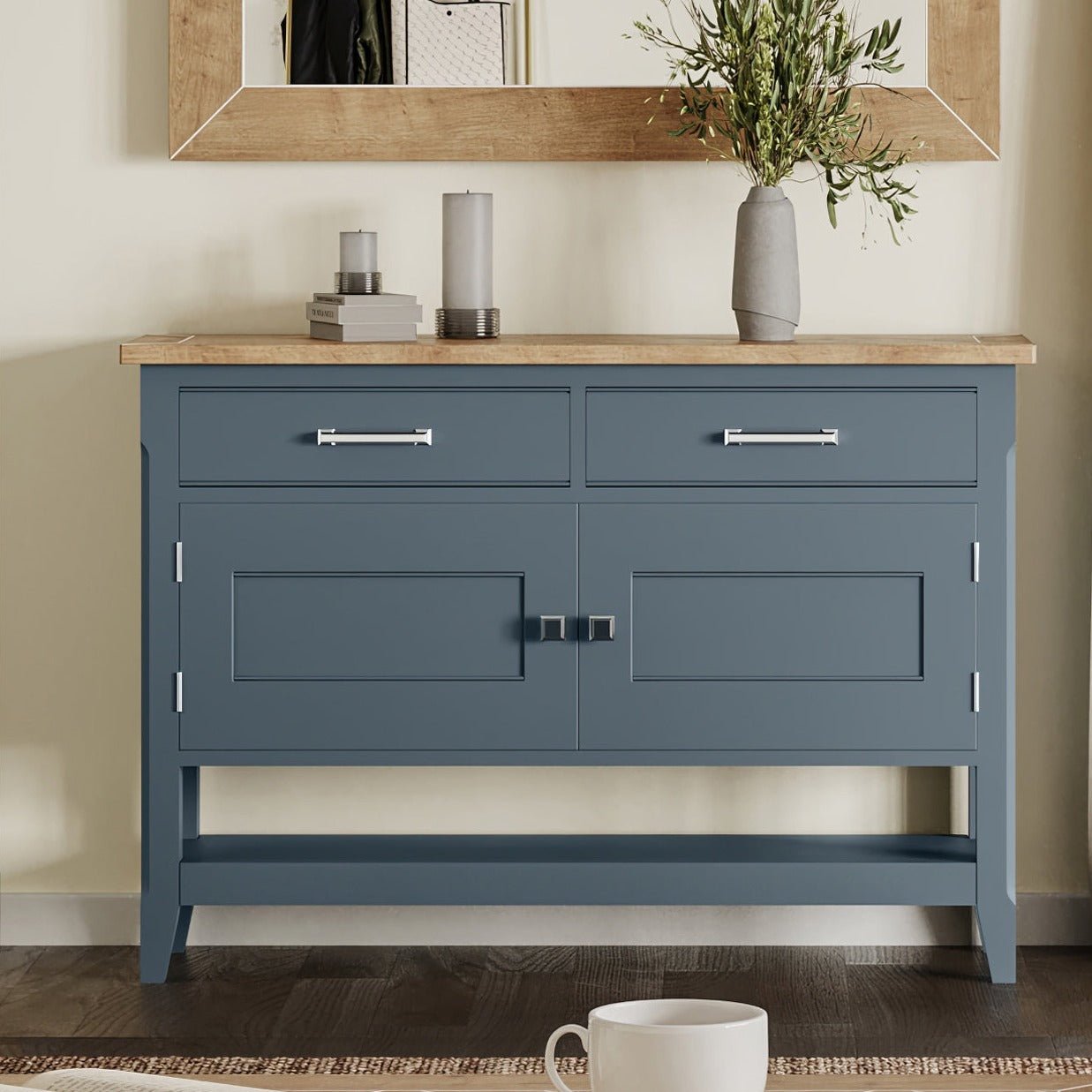 Signature Blue Console Table with Storage - Duck Barn Interiors