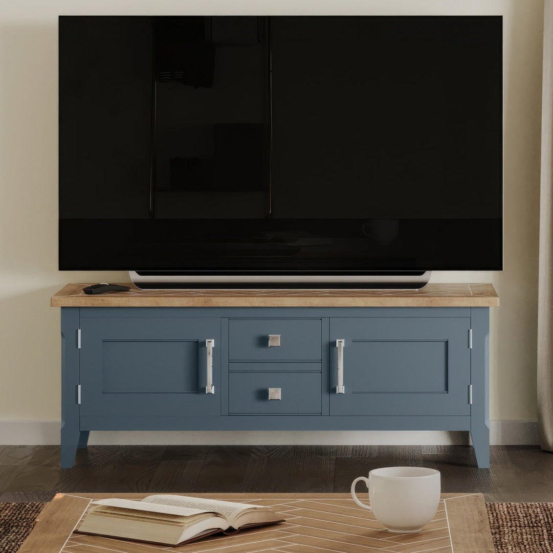 Signature Blue Widescreen Television Stand - Duck Barn Interiors