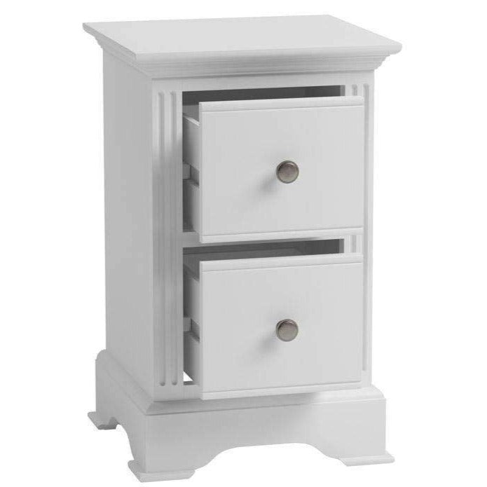 Snowdrop White Painted 2 Drawer Bedside Cabinet - Duck Barn Interiors