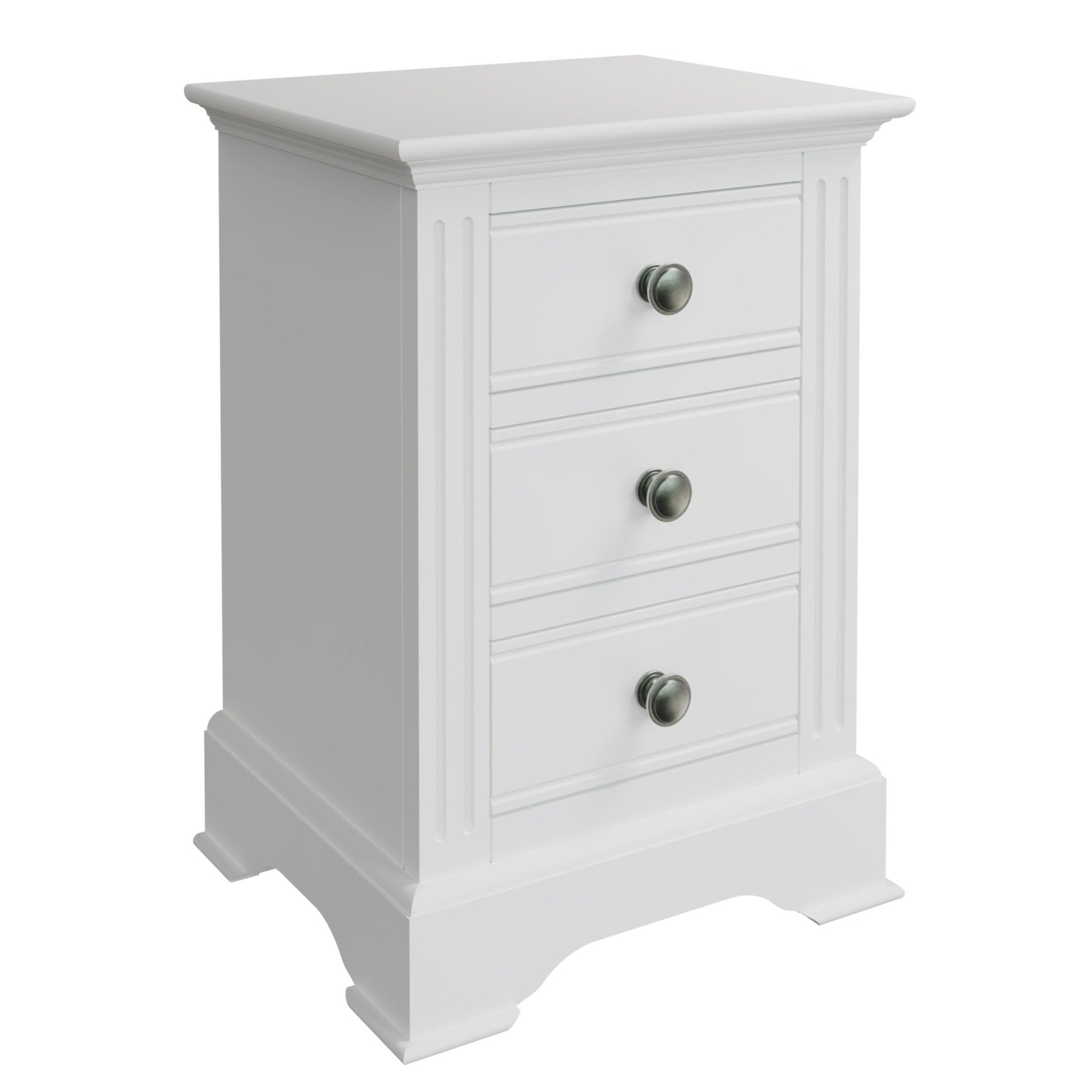 Snowdrop White Painted 3 Drawer Bedside Cabinet - Duck Barn Interiors
