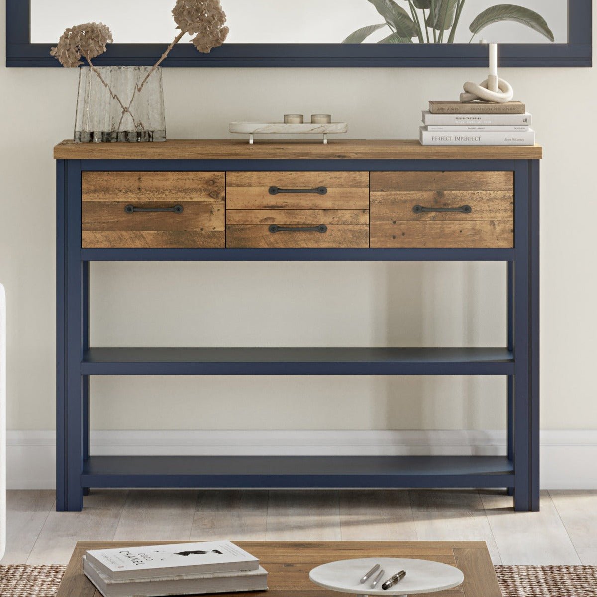 Splash of Blue Console Table with Storage - Duck Barn Interiors