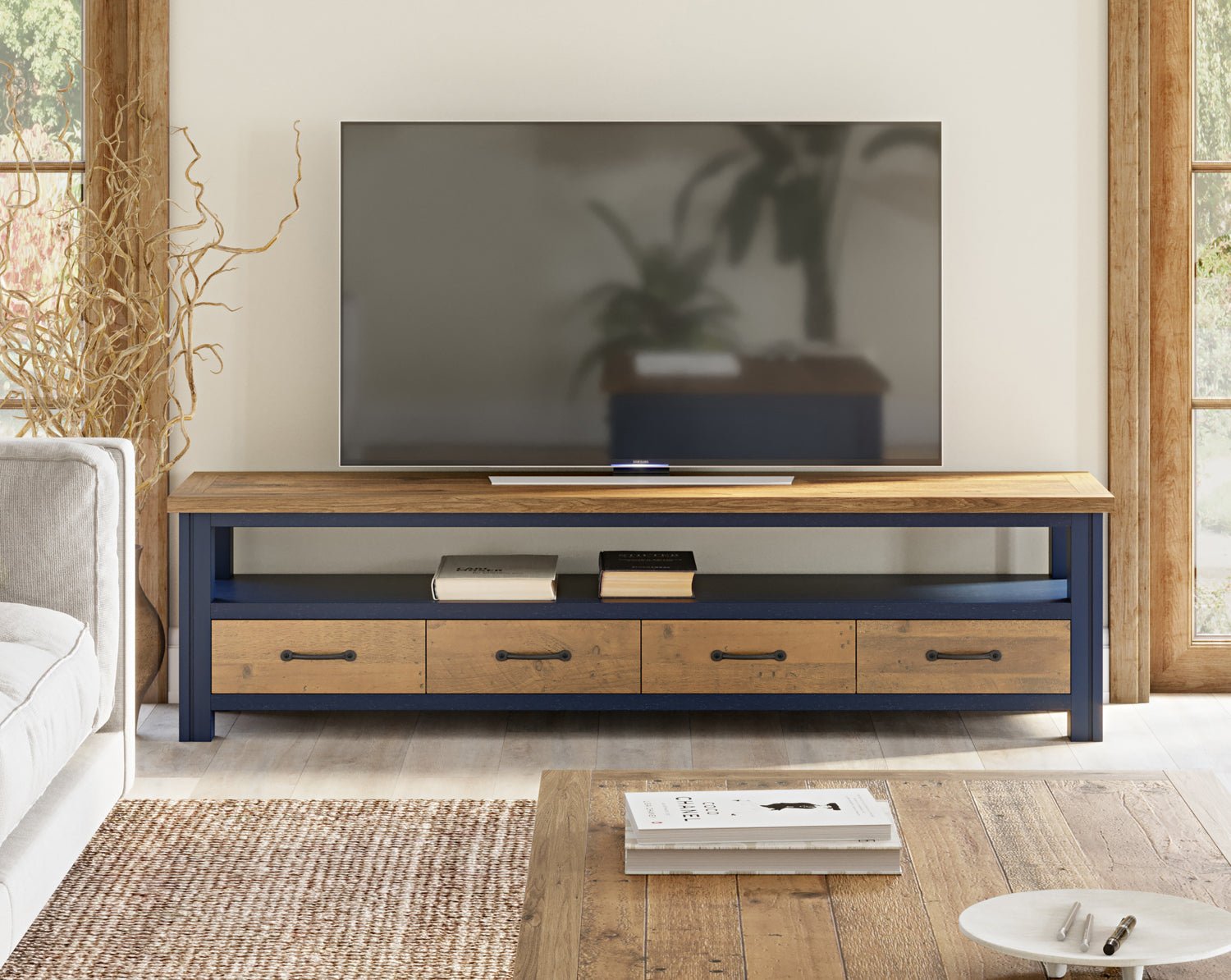 Splash of Blue Large Widescreen Television cabinet - Duck Barn Interiors
