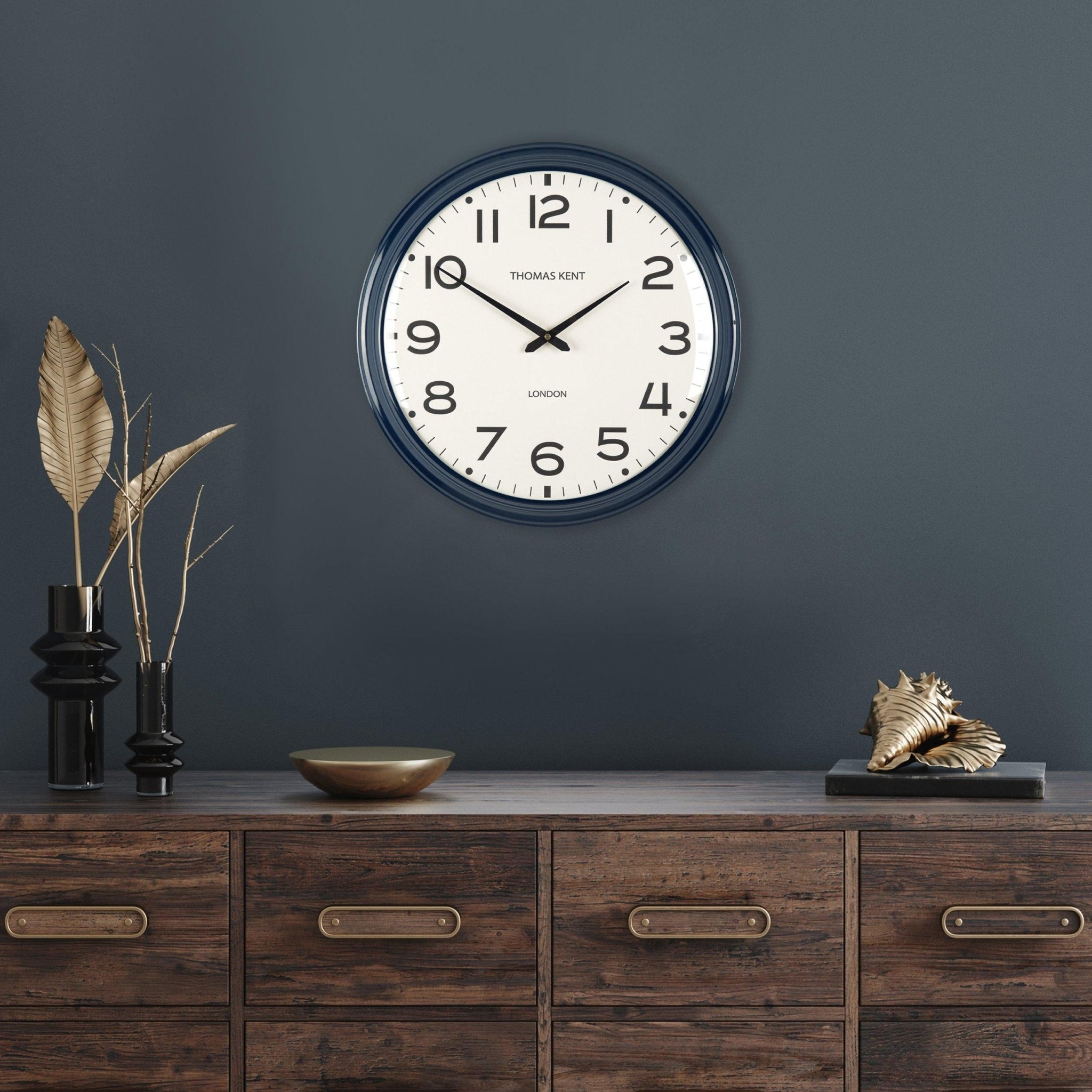 Thomas Kent Haymarket Wall Clock - Denim Blue (50cm/20") - Duck Barn Interiors