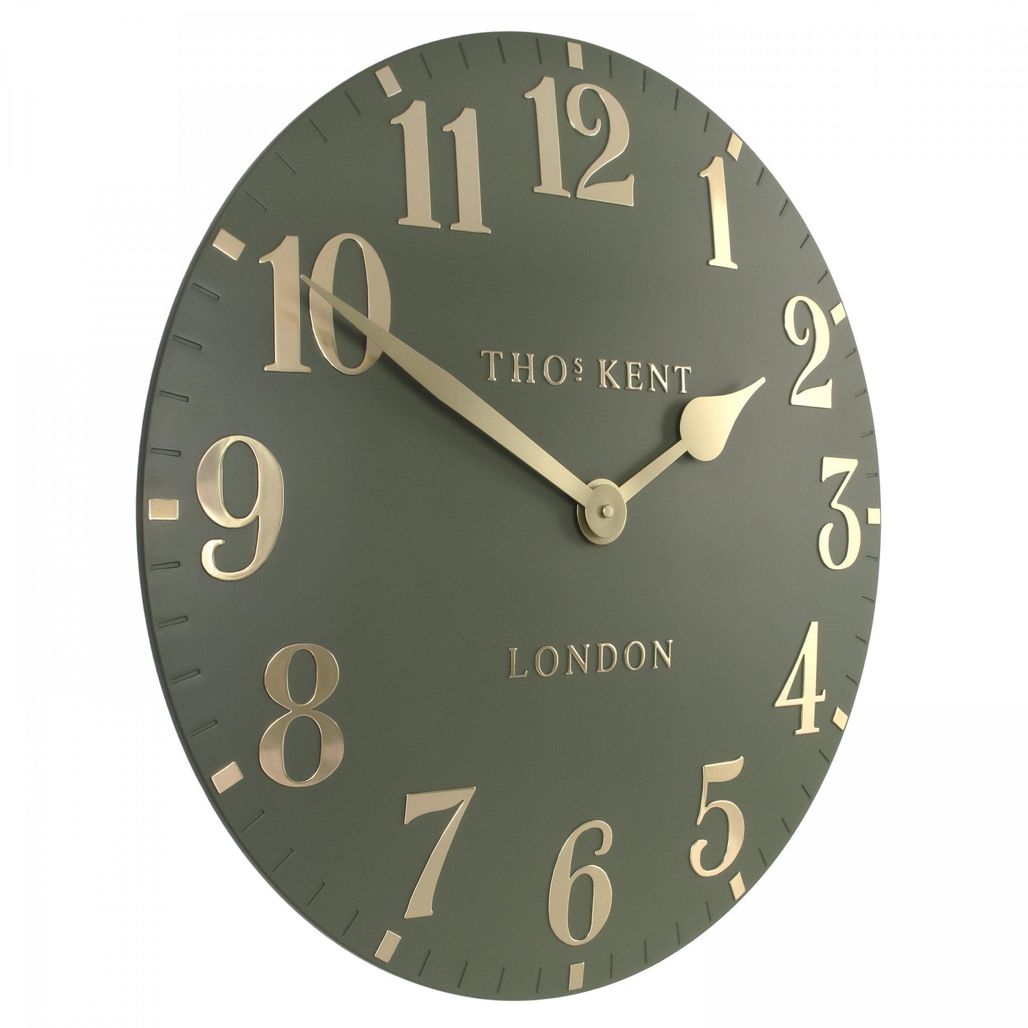 Thomas Kent Lichen Green Arabic Wall Clock (30cm/12") - Duck Barn Interiors