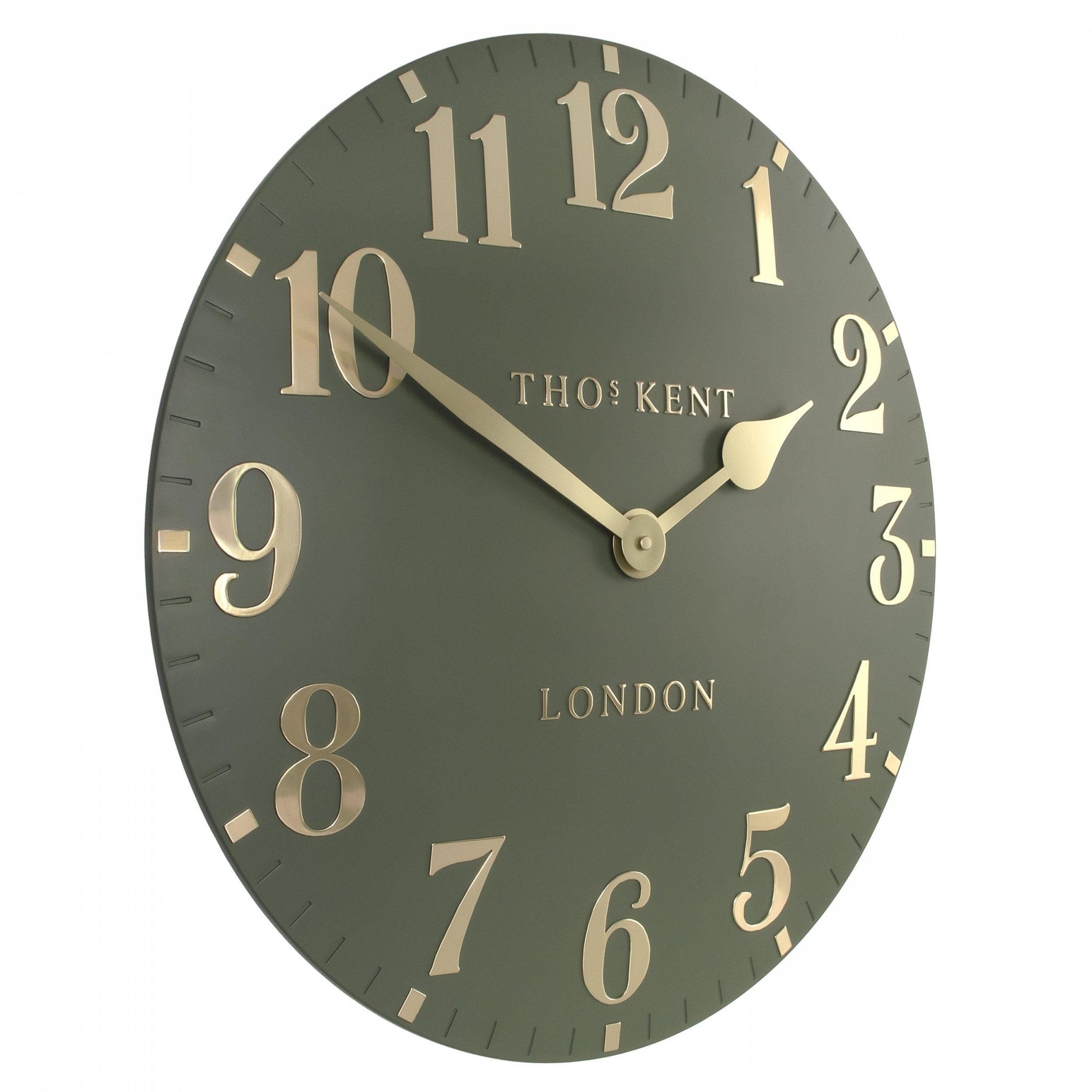 Thomas Kent Lichen Green Arabic Wall Clock (50cm/20") - Duck Barn Interiors