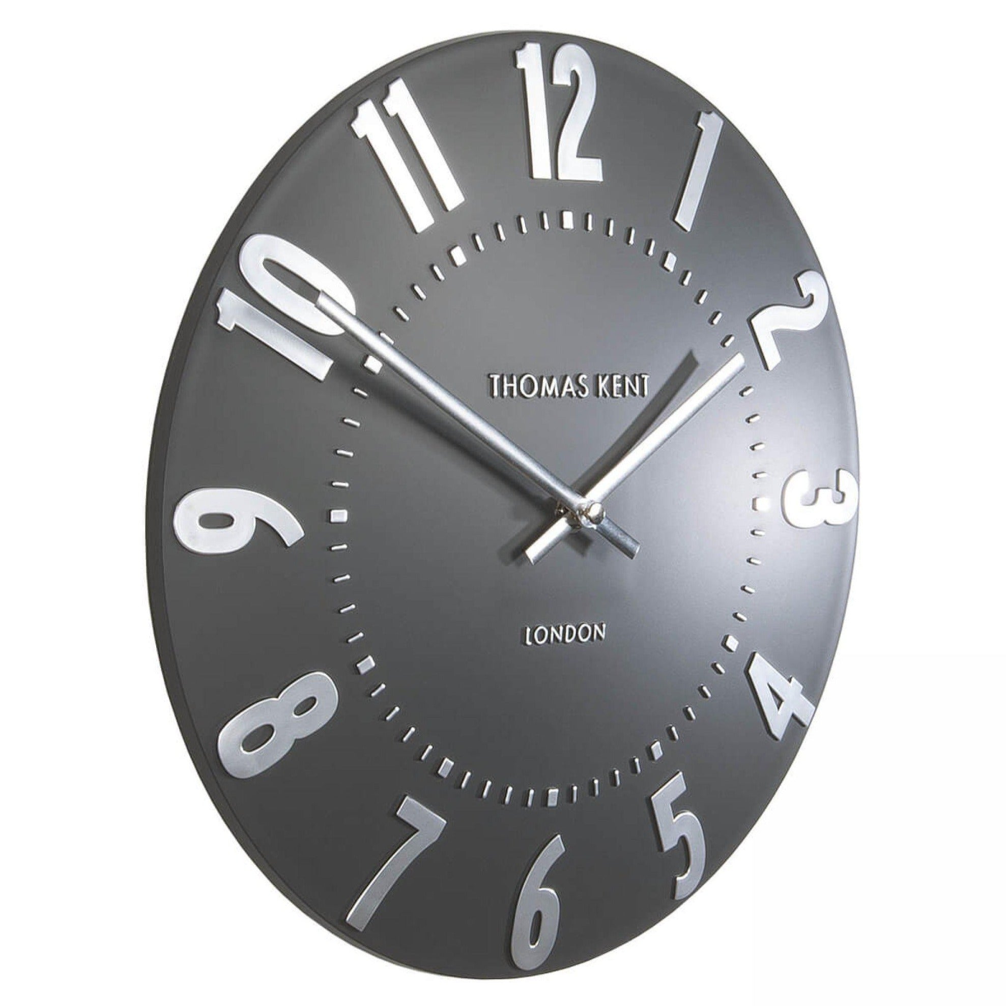 Thomas Kent Mulberry Wall Clock - Graphite Silver (30cm/12") - Duck Barn Interiors