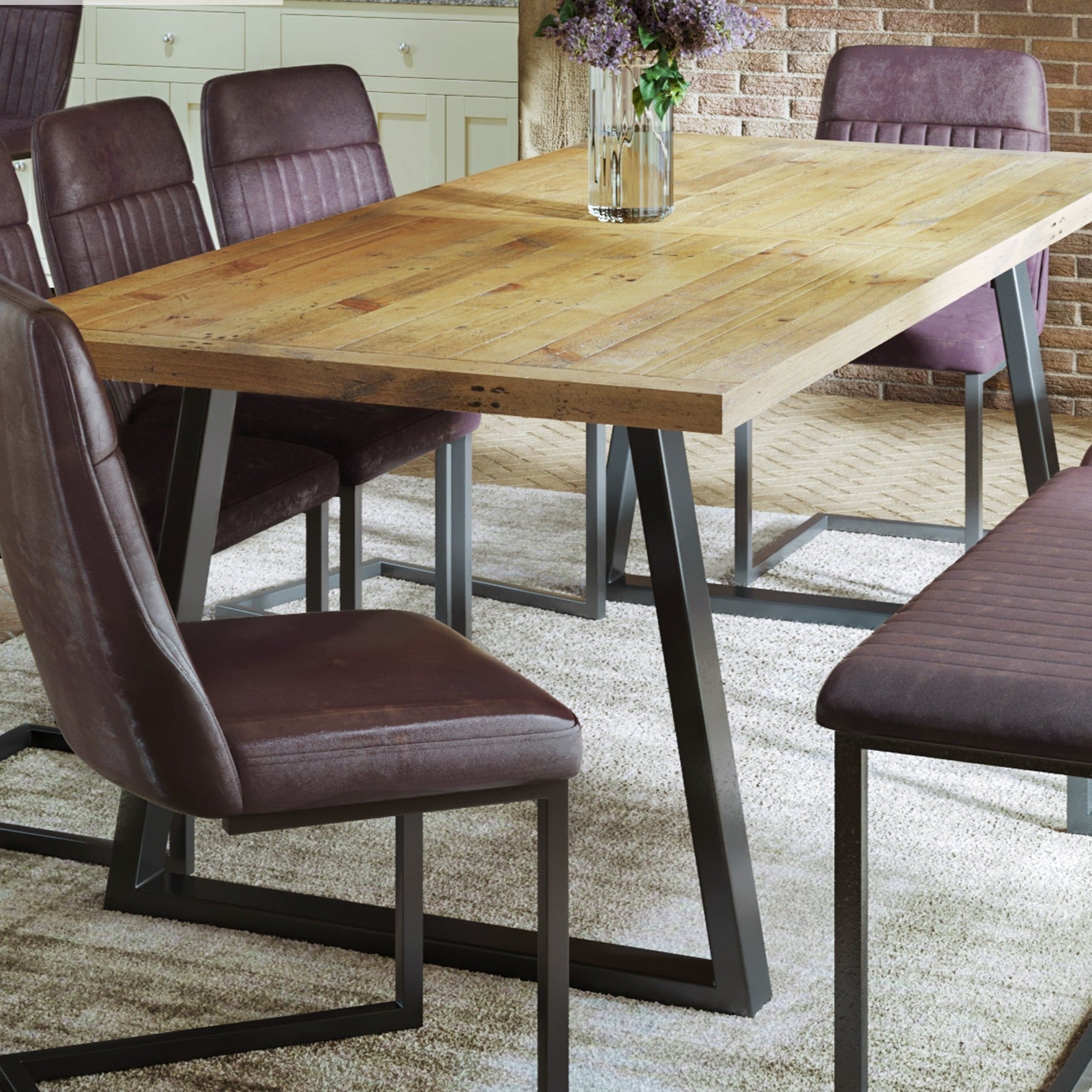 Urban Elegance - Reclaimed Dining Table - LARGE (Horizontal Leg) 6-10 seater - Duck Barn Interiors