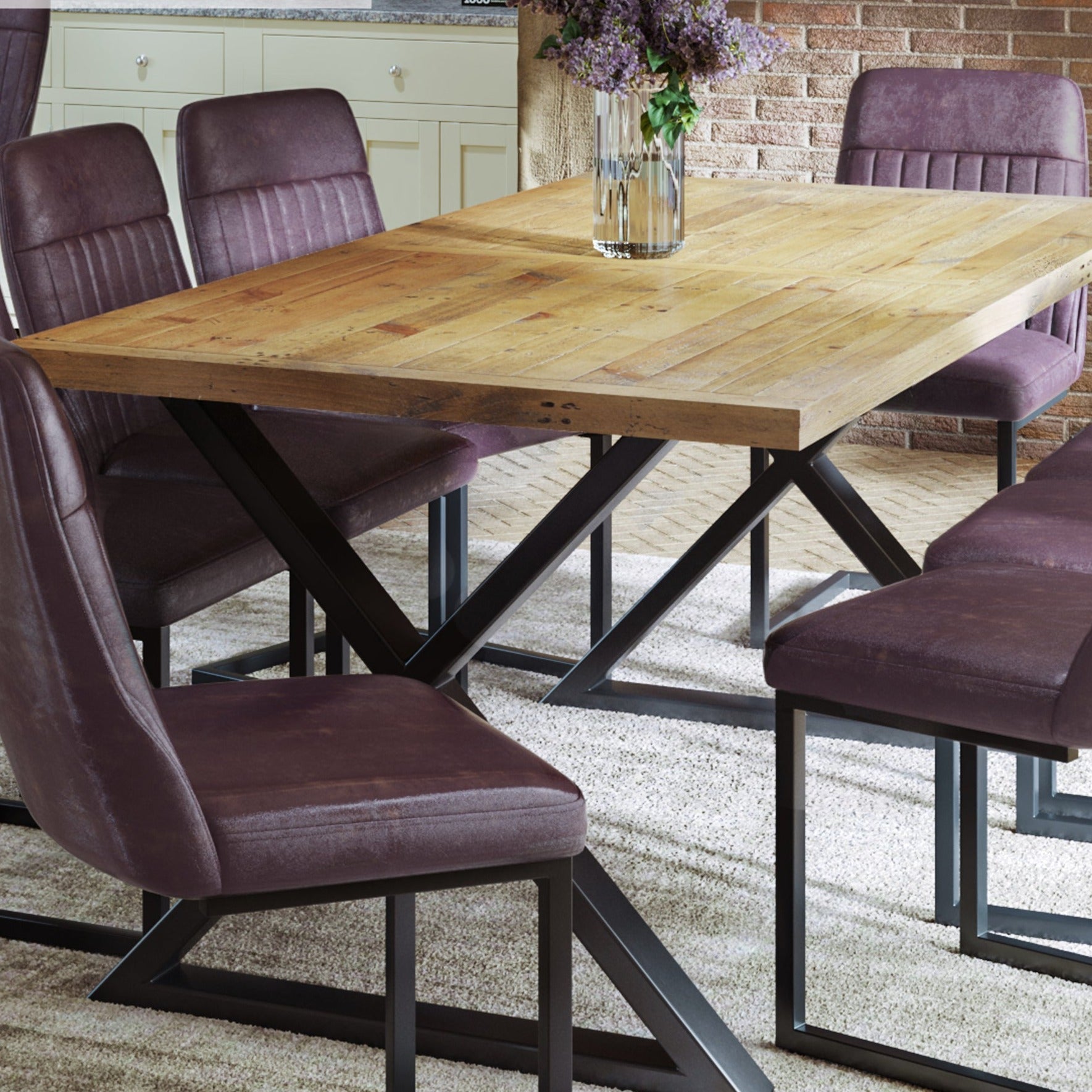 Urban Elegance - Reclaimed Dining Table - MEDIUM (Diagonal Leg) 6-8 seater - Duck Barn Interiors