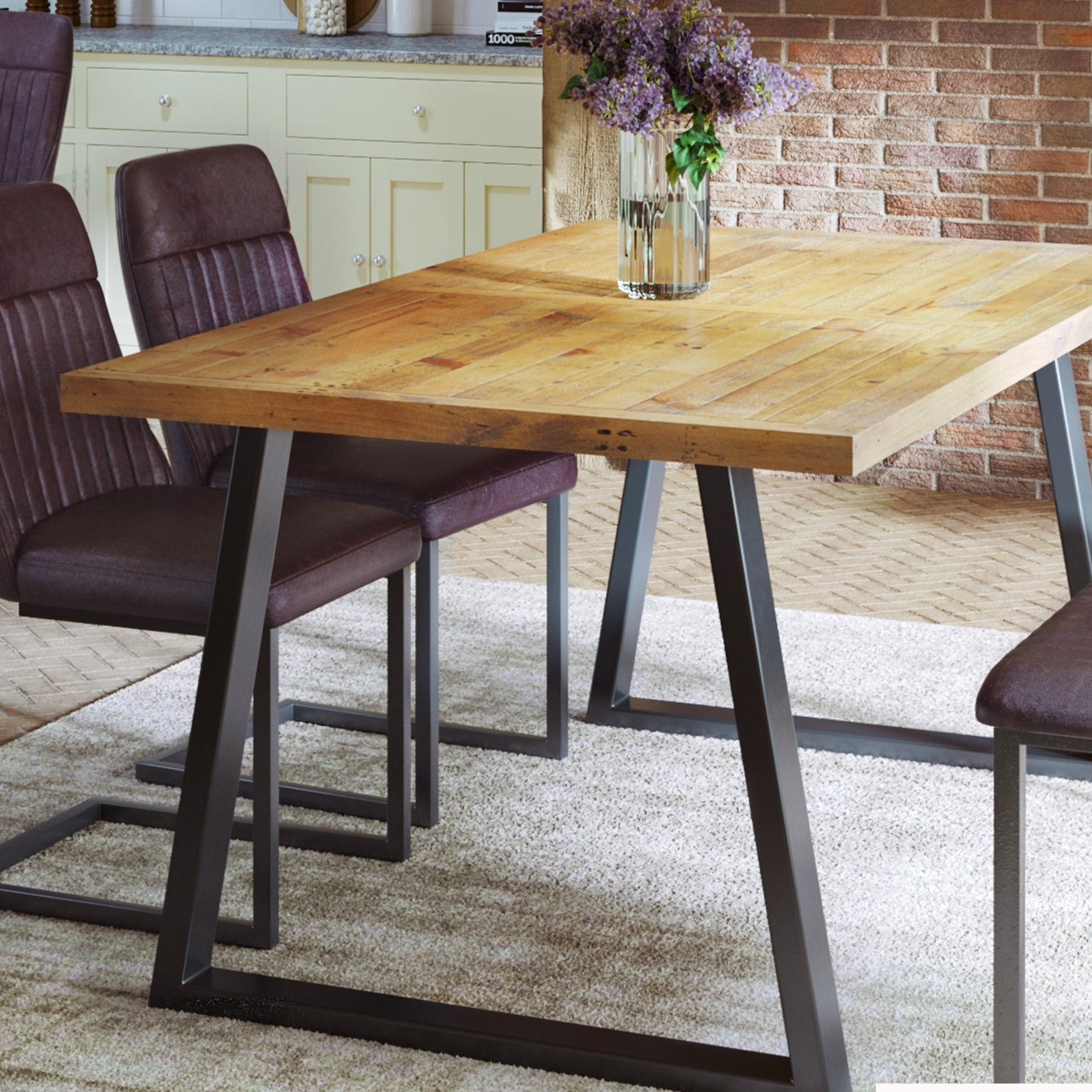 Urban Elegance - Reclaimed Dining Table - SMALL (Horizontal Leg) 4-6 seater - Duck Barn Interiors