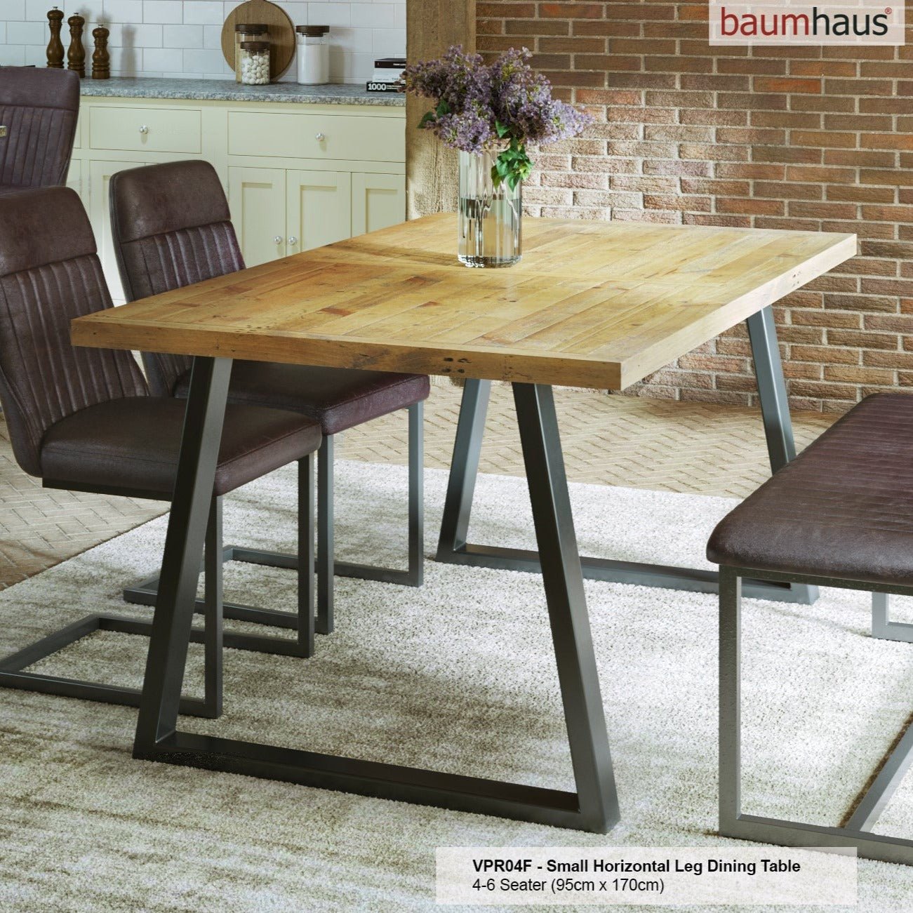 Urban Elegance - Reclaimed Dining Table - SMALL (Horizontal Leg) 4-6 seater - Duck Barn Interiors