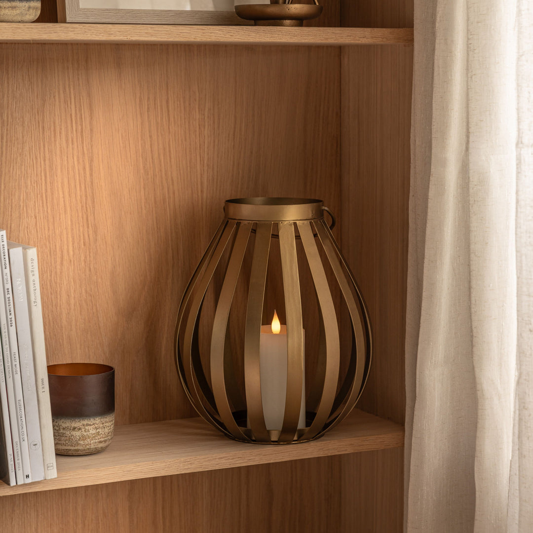 Metal Bulb Lantern - Gold Small