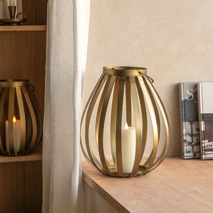 Metal Bulb Lantern - Gold Large