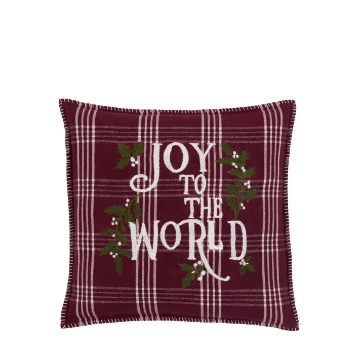 Heritage Joy To The World Cushion - Merlot