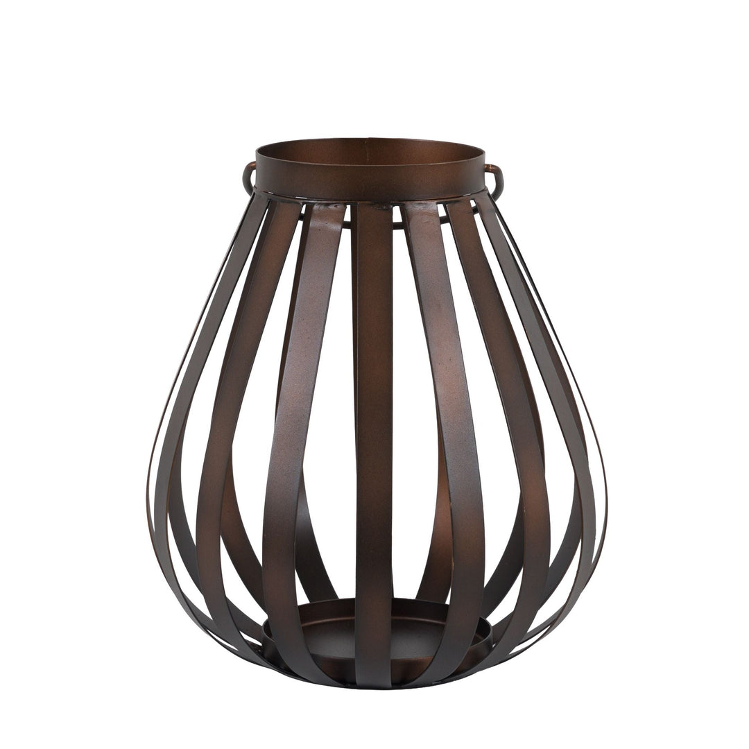 Metal Bulb Lantern - Brown Small