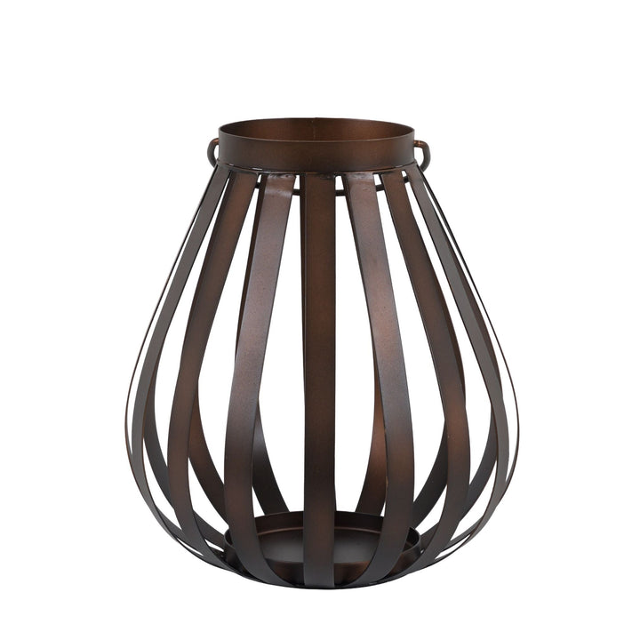 Metal Bulb Lantern - Brown Small