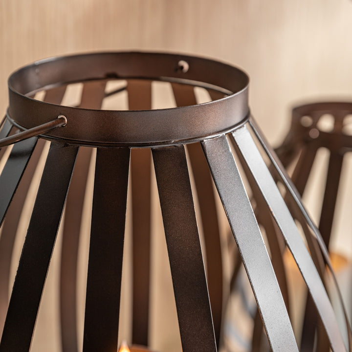 Metal Bulb Lantern - Brown Large