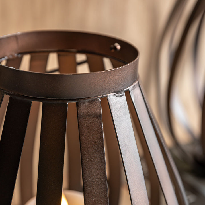 Metal Bulb Lantern - Brown Small