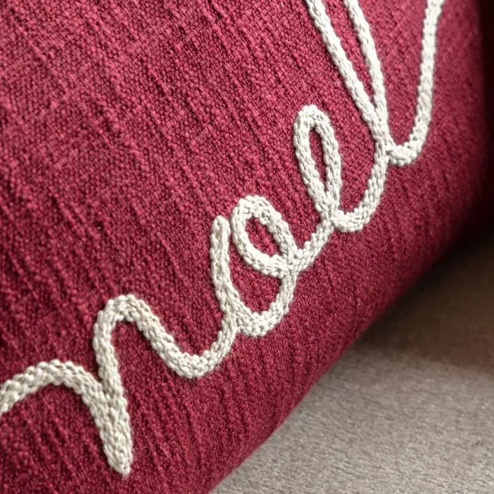 Heritage Noel Embroidered Cushion - Merlot